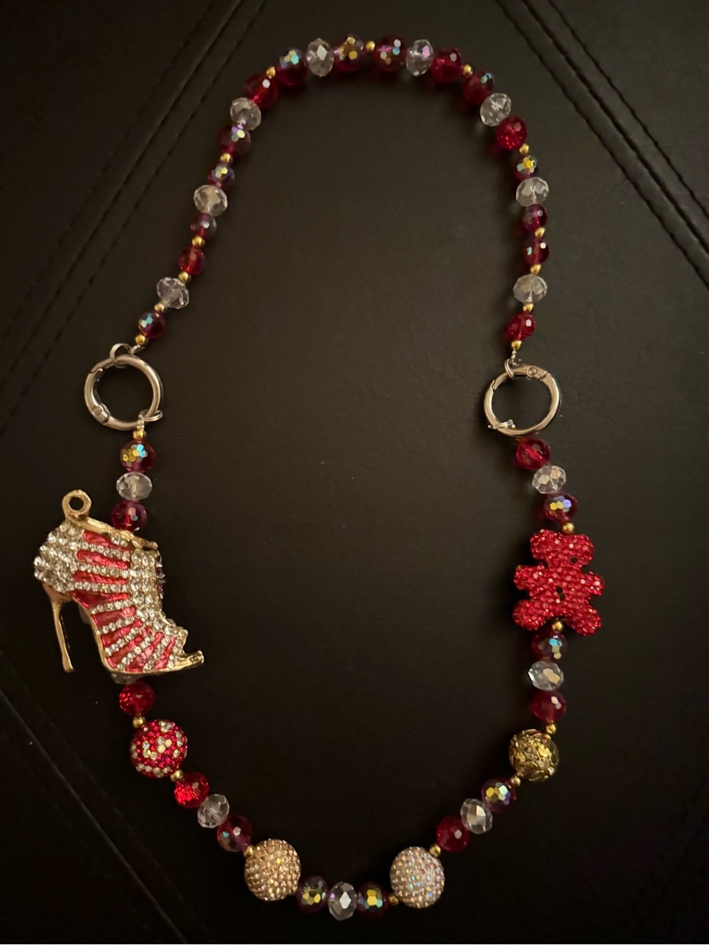 Red Crystal High-Heel Pendant charms for purse, tote, phone